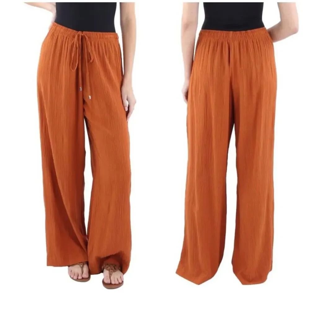 Calvin Klein crinkle drawstring wide leg pants NWT size XL - Picture 2 of 11